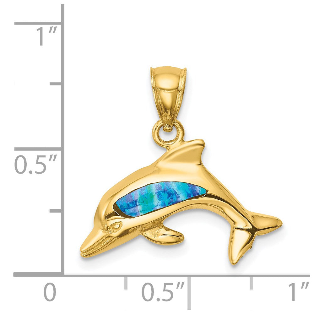 Lab Created Opal Dolphin Pendant - WBC