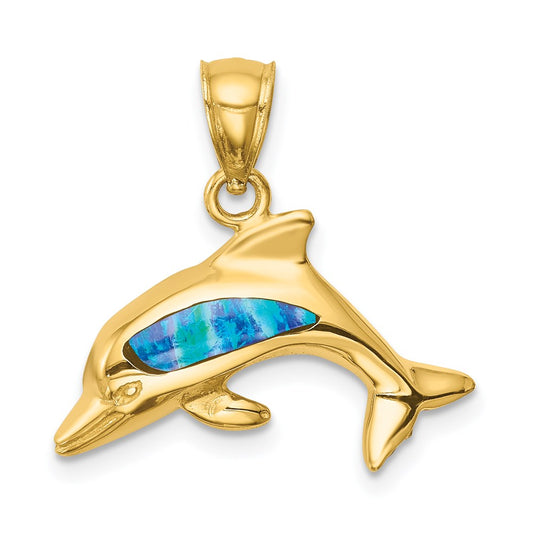 Lab Created Opal Dolphin Pendant - WBC