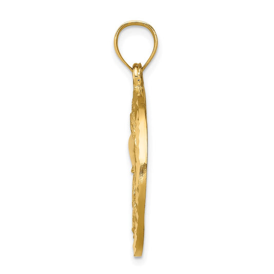 Diamond-cut Dolphin and Shells Circle Pendant - WBC