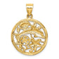 Diamond-cut Dolphin and Shells Circle Pendant - WBC