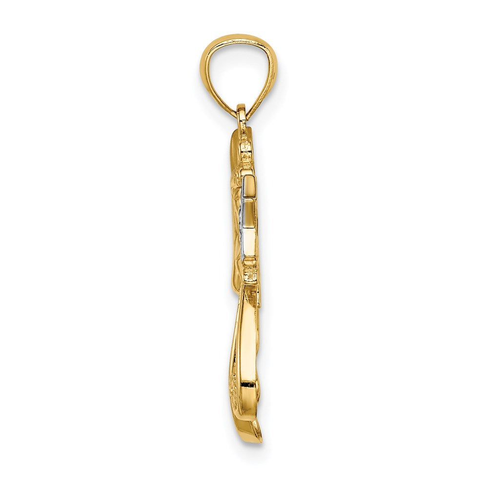 and Rhodium Diamond-cut Angel with a Star Charm - WBC