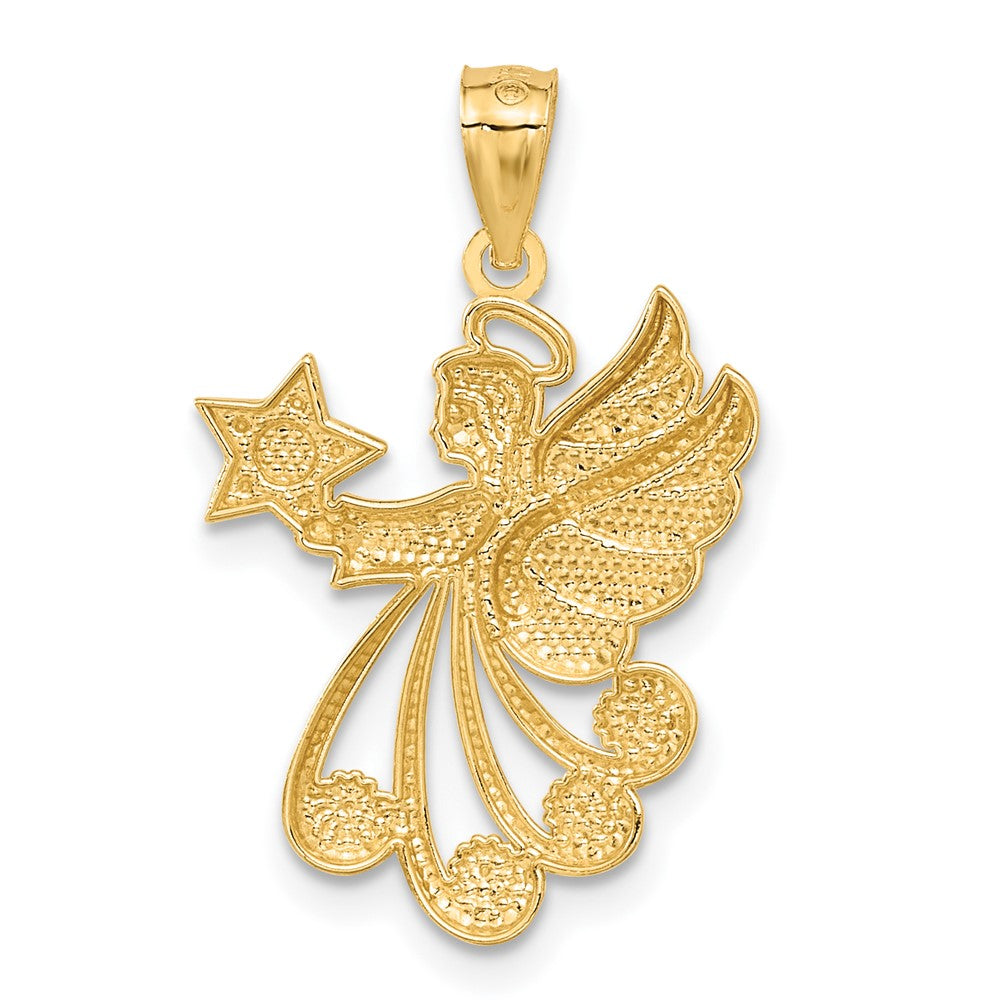 and Rhodium Diamond-cut Angel with a Star Charm - WBC