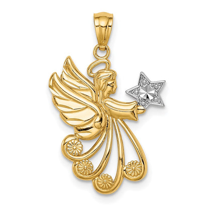 and Rhodium Diamond-cut Angel with a Star Charm - WBC