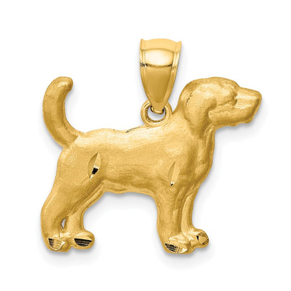 Satin Diamond-cut Beagle Dog Pendant - WBC