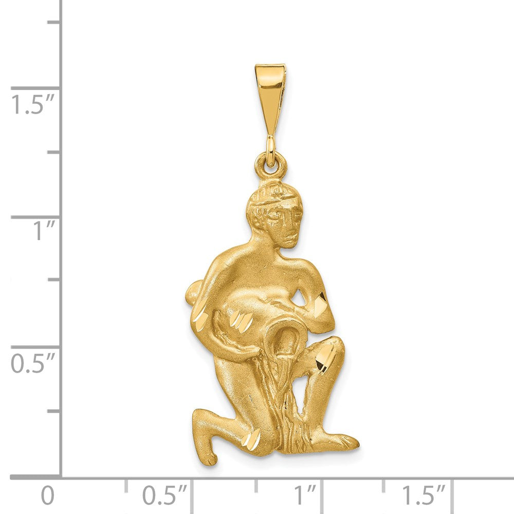Satin Diamond-cut Aquarius Zodiac Charm - WBC