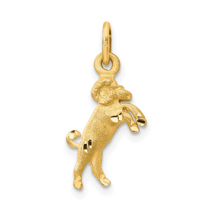 Satin Diamond-cut Aries Zodiac Charm - WBC