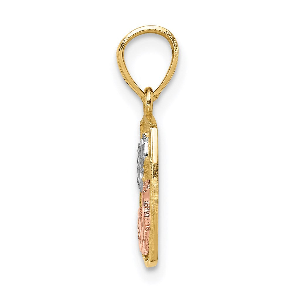 Two-tone and Rhodium Baptism Rectangular Pendant - WBC