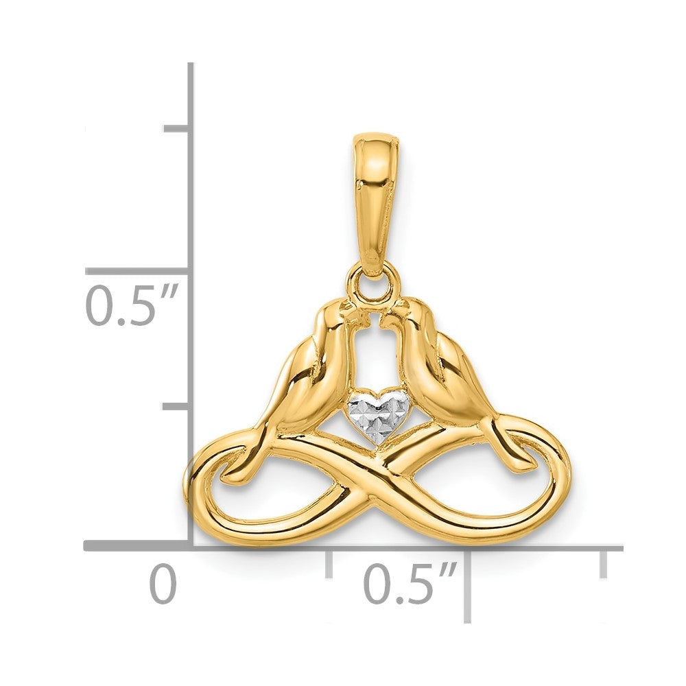 and Rhodium Diamond-cut Infinity Love Birds Pendant - WBC