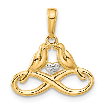 and Rhodium Diamond-cut Infinity Love Birds Pendant - WBC