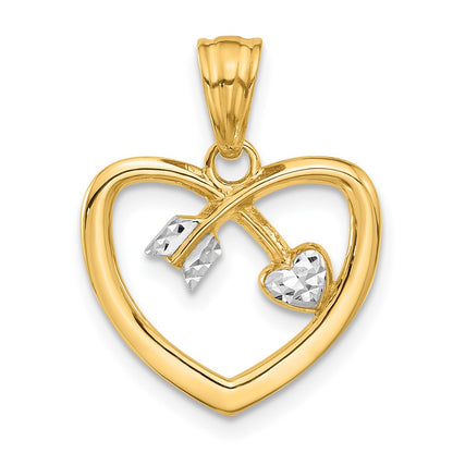 with Rhodium Diamond-cut Heart Arrow Pendant - WBC