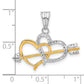 with Rhodium Diamond-cut Hearts and Arrow Pendant - WBC