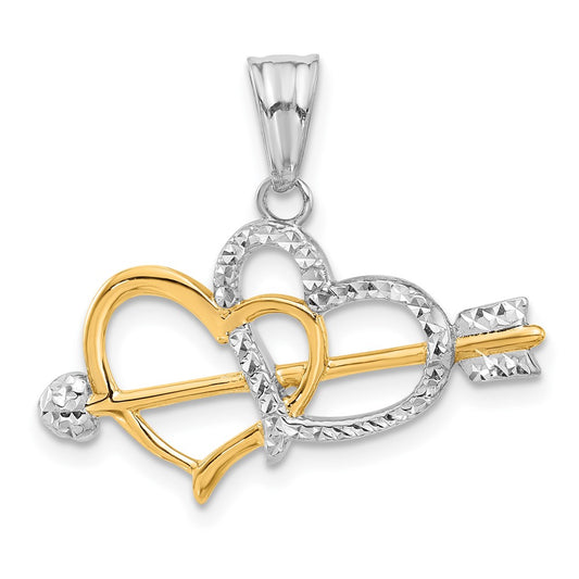 with Rhodium Diamond-cut Hearts and Arrow Pendant - WBC