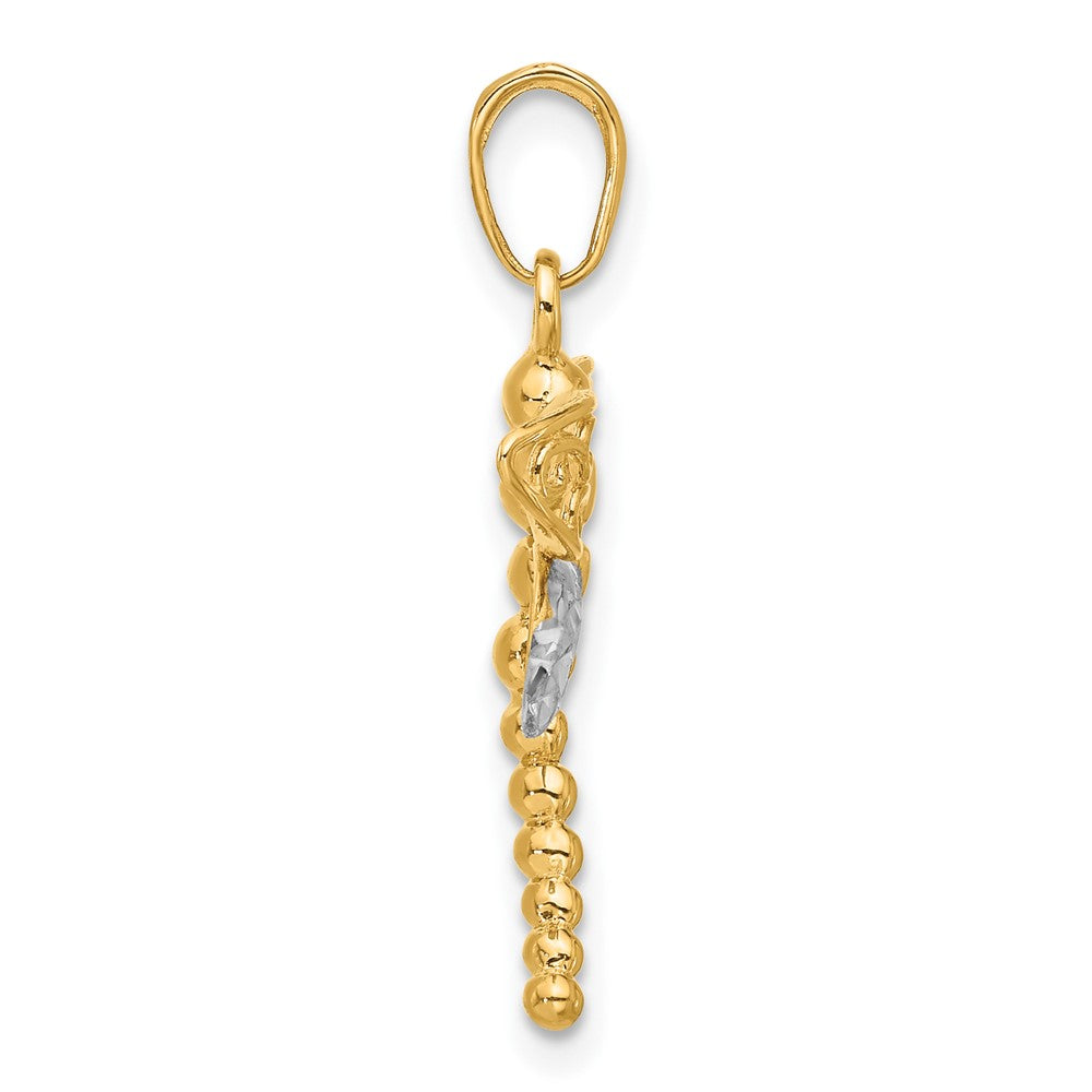and Rhodium Polished and Diamond-cut Dragonfly Pendant - WBC
