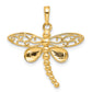 and Rhodium Polished and Diamond-cut Dragonfly Pendant - WBC