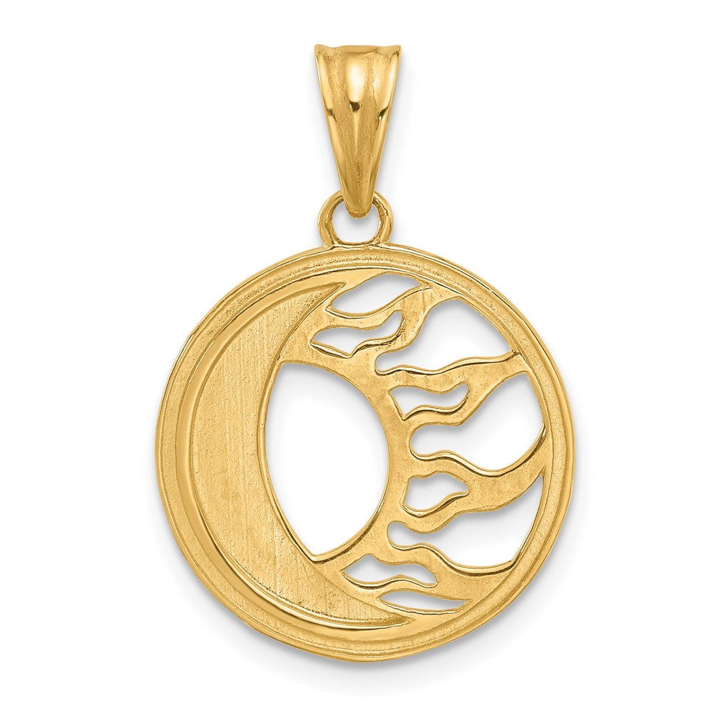 and Rhodium Diamond-cut Sun and Moon Pendant - WBC