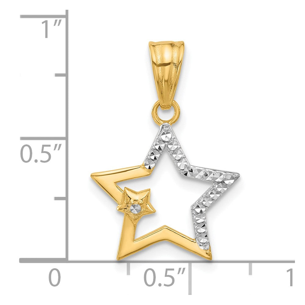 and Rhodium Diamond-cut Stars Pendant - WBC
