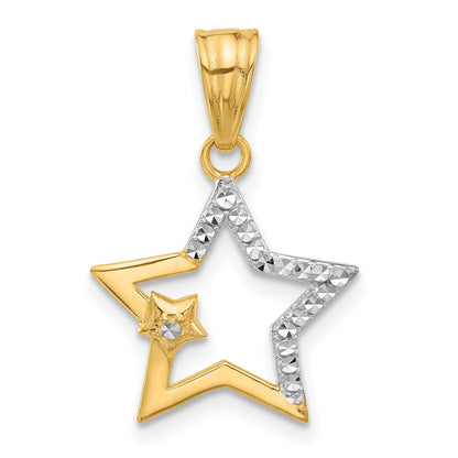 and Rhodium Diamond-cut Stars Pendant - WBC