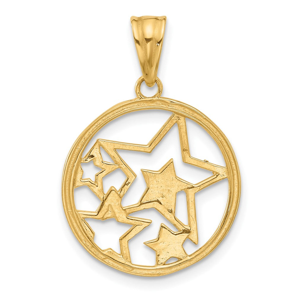 and Rhodium Diamond-cut Stars Pendant - WBC