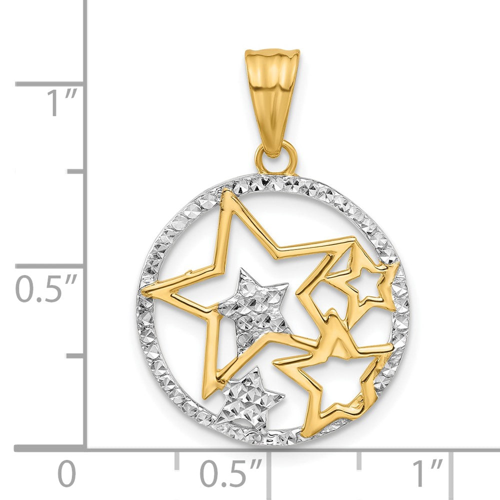 and Rhodium Diamond-cut Stars Pendant - WBC