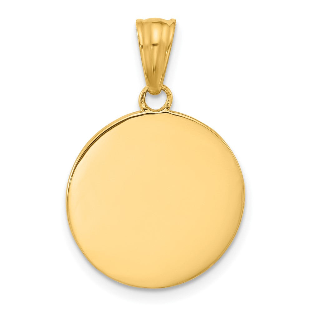 and Rhodium Diamond-cut Blue Enameled Sun and Moon Pendant - WBC