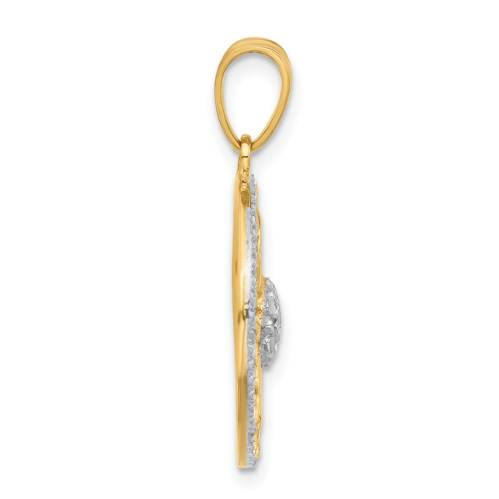 and Rhodium Diamond-cut Sun Pendant - WBC