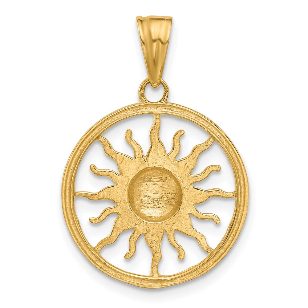 and Rhodium Diamond-cut Sun Pendant - WBC