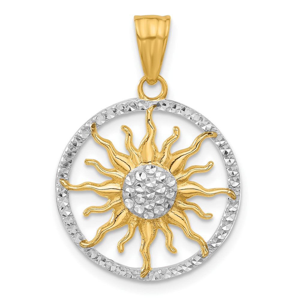 and Rhodium Diamond-cut Sun Pendant - WBC