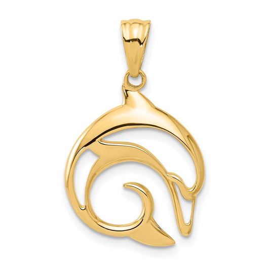 Polished Cut Out Dolphin Pendant - WBC