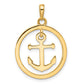 and Rhodium Diamond-cut Anchor Dangle in Circle Pendant - WBC