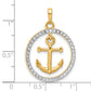 and Rhodium Diamond-cut Anchor Dangle in Circle Pendant - WBC