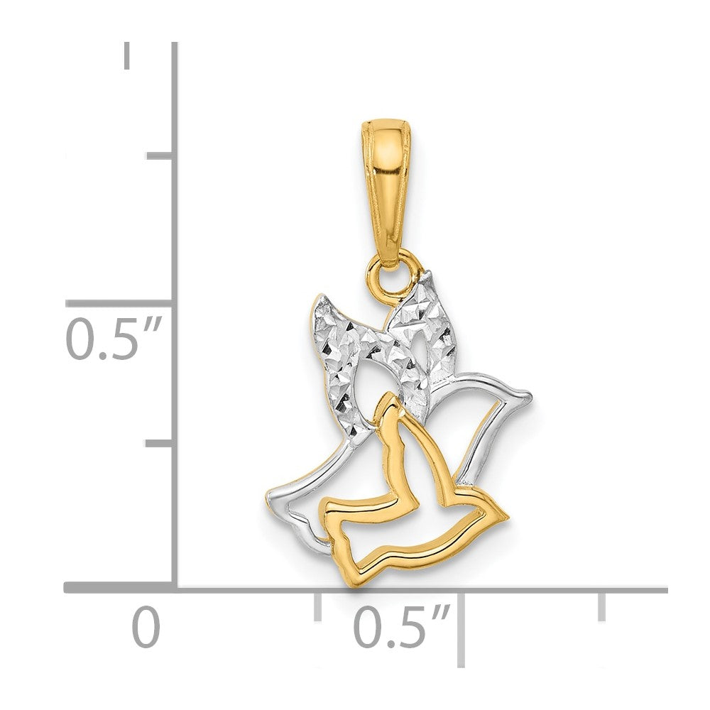 with Rhodium Diamond-cut Doves Pendant - WBC