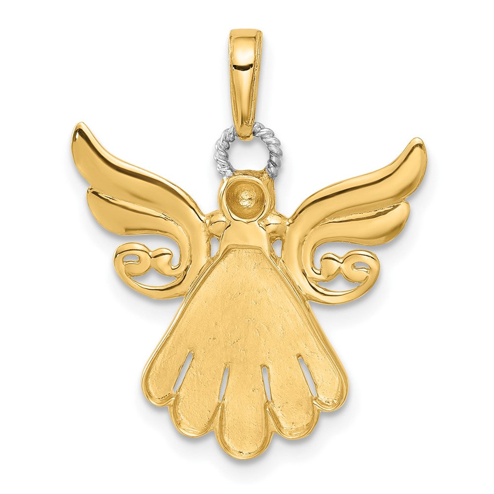and Rhodium Diamond-cut Angel Pendant - WBC