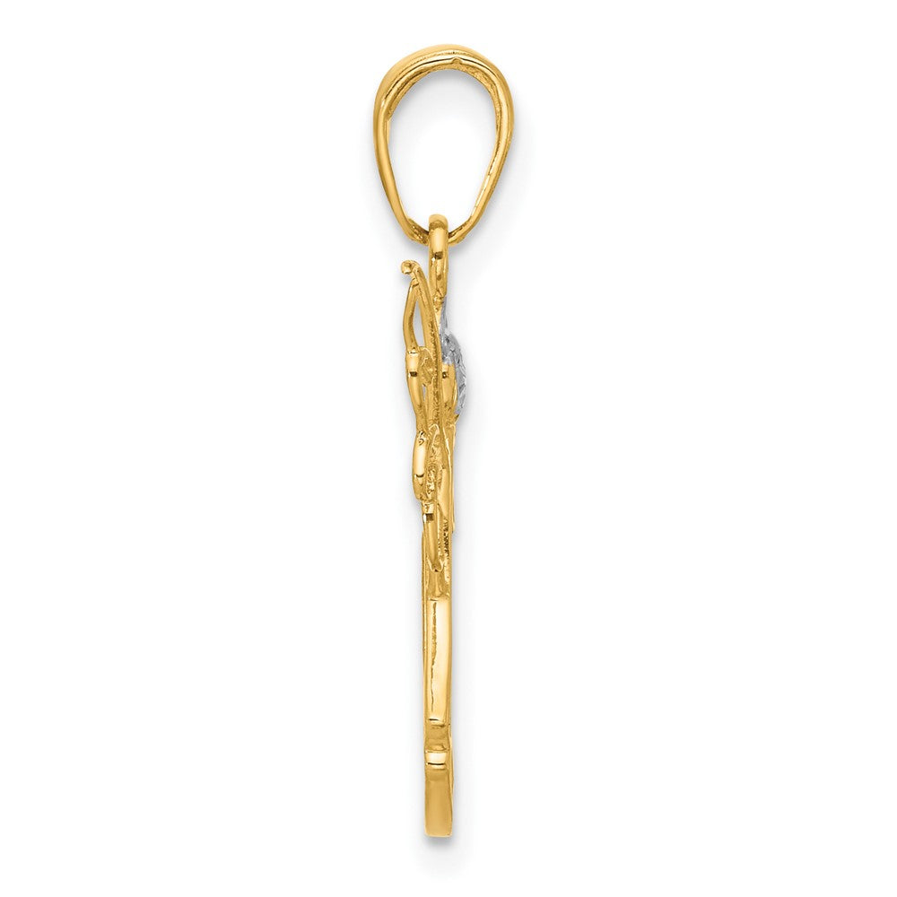 and Rhodium Cut-out Diamond-cut Angel Pendant - WBC
