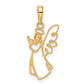 and Rhodium Cut-out Diamond-cut Angel Pendant - WBC