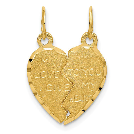 2-Piece Break-Apart MY LOVE TO YOU I GIVE MY HEART Charm - WBC