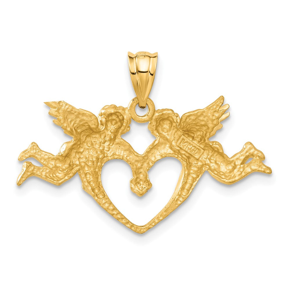 Satin Diamond-cut Angels with Heart Pendant - WBC