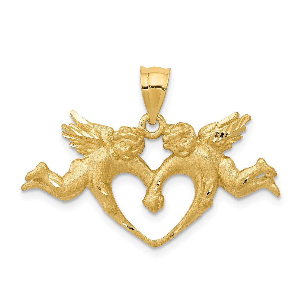 Satin Diamond-cut Angels with Heart Pendant - WBC