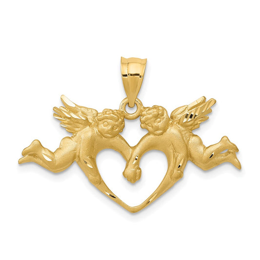 Satin Diamond-cut Angels with Heart Pendant - WBC