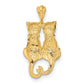 Satin and Polished Two Sitting Cats Pendant - WBC