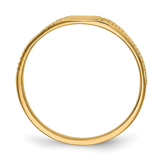 Polished and Ridged Closed Back Baby Rectangular Signet Ring - WBC
