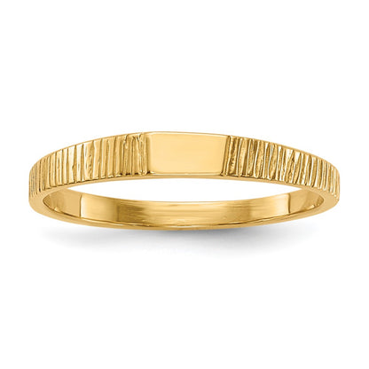 Polished and Ridged Closed Back Baby Rectangular Signet Ring - WBC