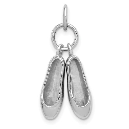 Solid Polished 3-D Moveable Ballet Slippers Charm - WBC
