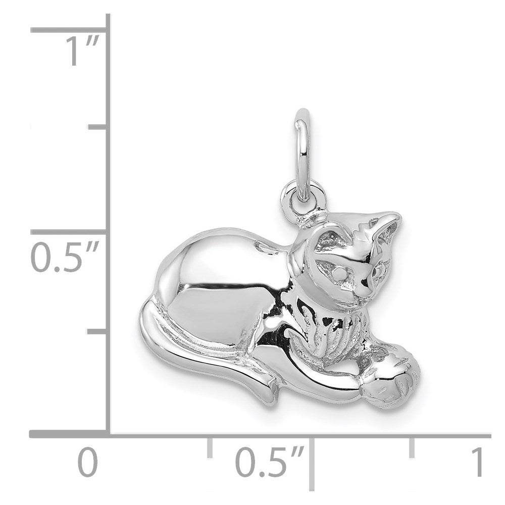 Solid Polished Open-Backed Cat with Ball Charm - WBC