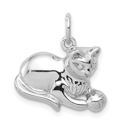 Solid Polished Open-Backed Cat with Ball Charm - WBC