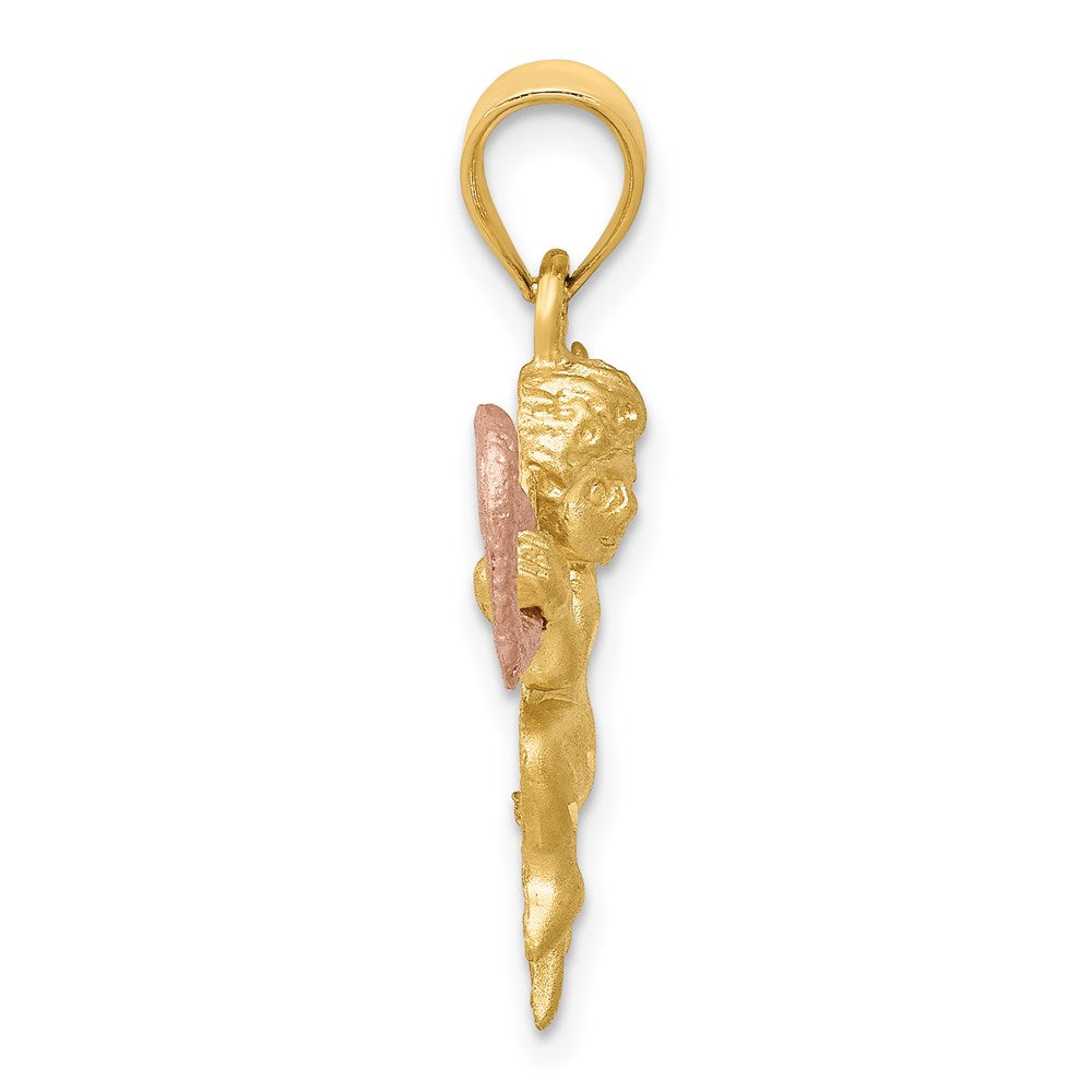 Two-tone Satin Diamond-cut Angel Charm - WBC