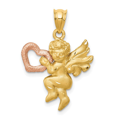 Two-tone Satin Diamond-cut Angel Charm - WBC