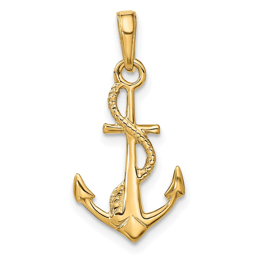 Solid Polished 3-D Anchor with Rope Pendant - WBC