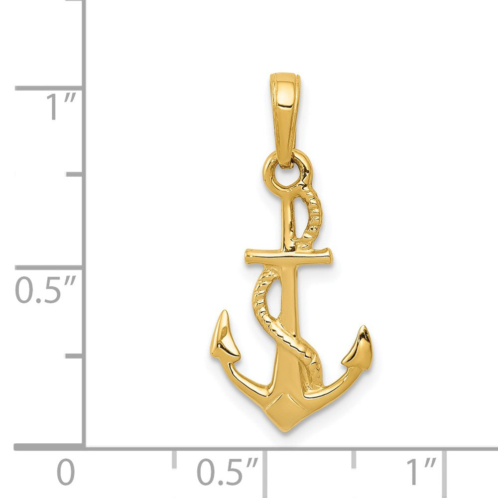 Solid Polished 3-D Anchor with Rope Pendant - WBC
