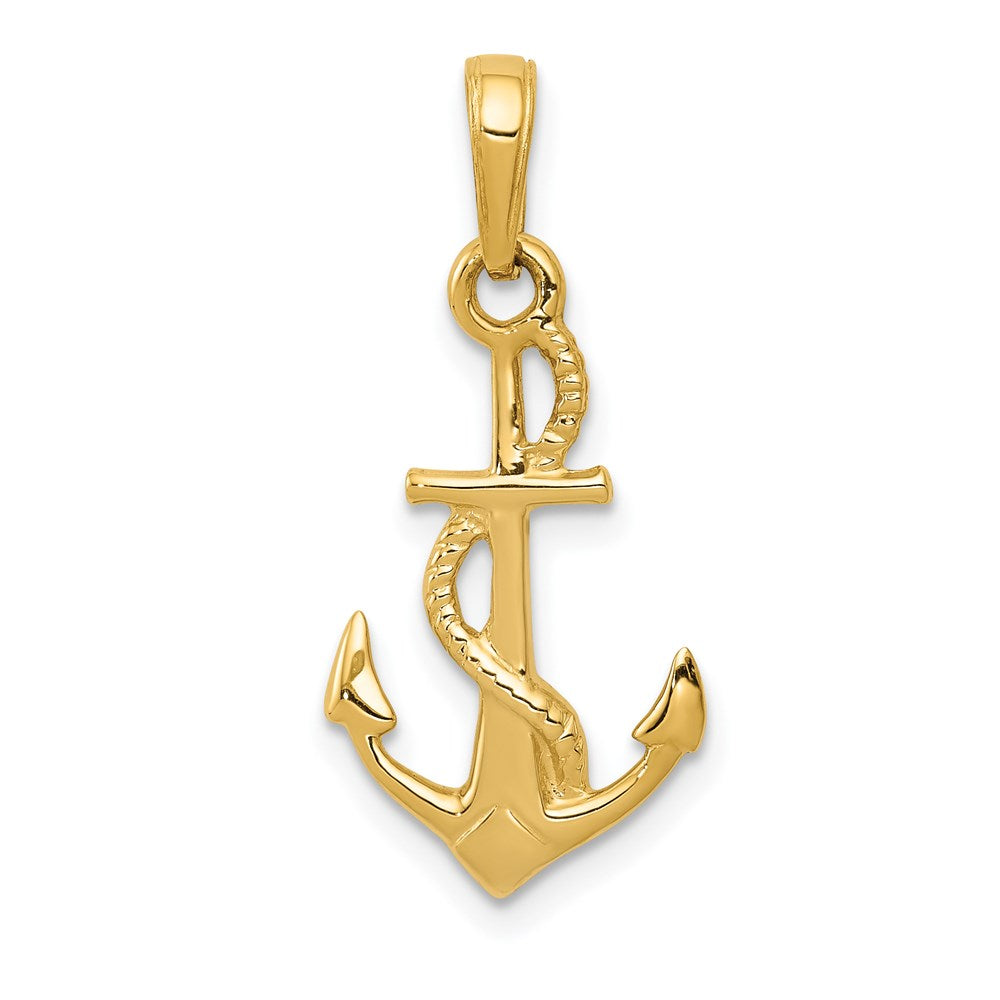 Solid Polished 3-D Anchor with Rope Pendant - WBC