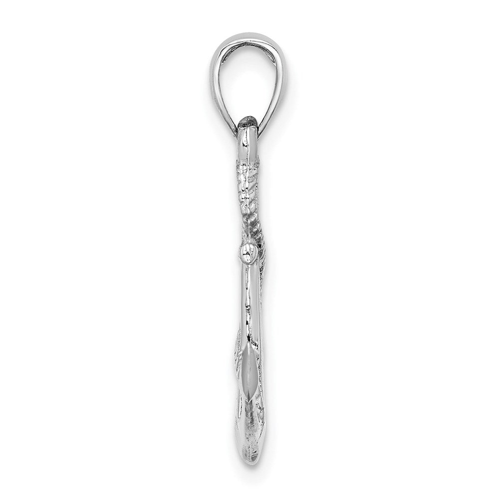 Solid Polished 3-D Anchor with Rope Pendant - WBC